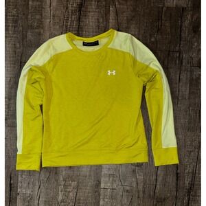 Under Armour Womens Yellow Mesh Panel Loose Fit Sweatshirt Size Medium